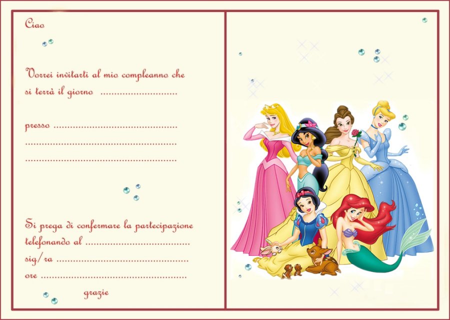 Invito Compleanno - Principesse