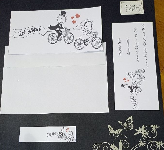 Partecipazioni Matrimonio - Partecipazione Sposi in bicicletta stampata