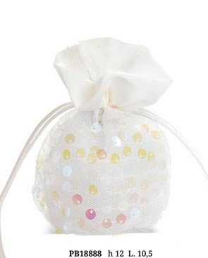 Sacchetto x confetti bianco strass