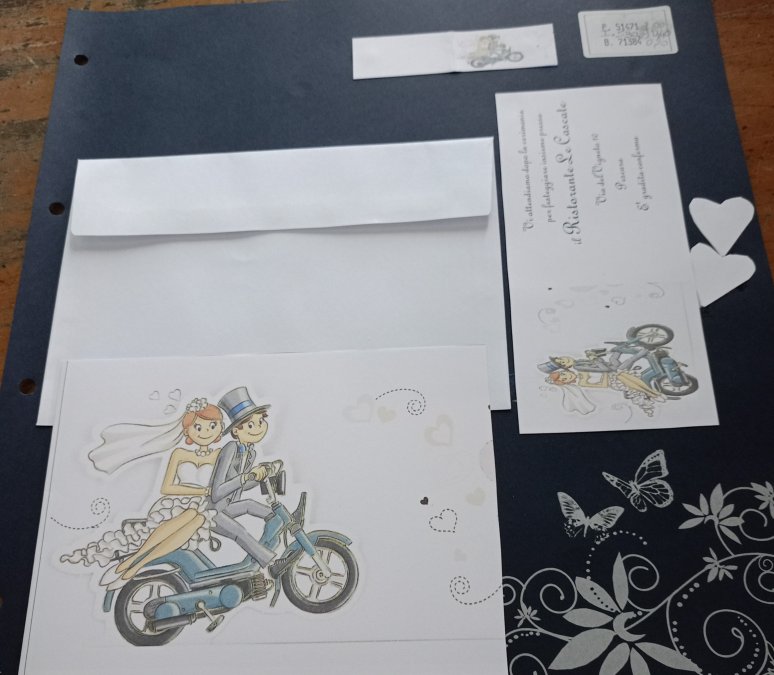 Partecipazioni Matrimonio - Partecipazione Sposi con moto stampata