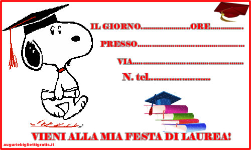 Invito Laurea - Snoopy Laureato