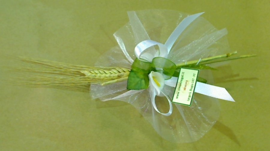 Segnaposto Comunione Firenze - Sacchetto tulle bianco con calla e spiga