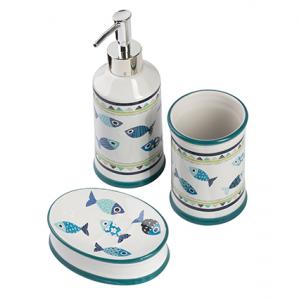 Regalo Nozze Puglia - Set Bagno Pesci 3 pezzi in Stoneware