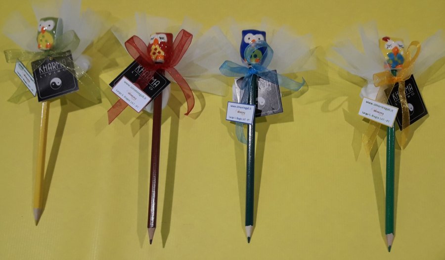 Bomboniere Compleanno Campania - Gufo su matita confezionata