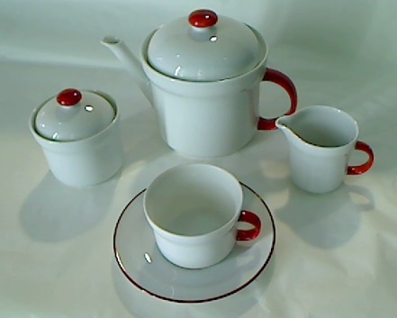 Servizio tè x 12 di Richard Ginori forma Eco decoro FIlo Rosso